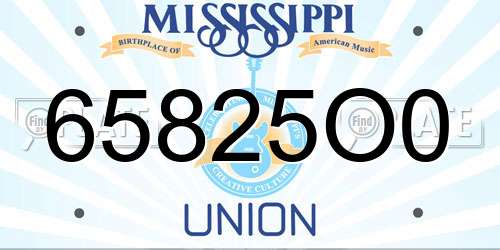 65825O0 Mississippi License Plate
