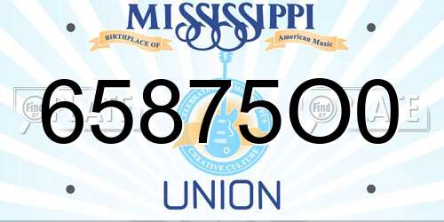 65875O0 Mississippi License Plate
