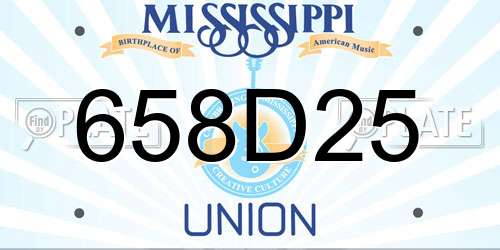 658D25 Mississippi License Plate