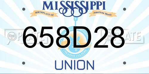 658D28 Mississippi License Plate
