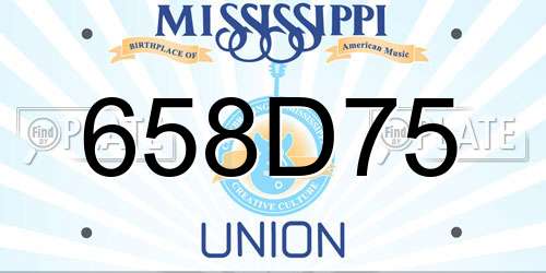 658D75 Mississippi License Plate