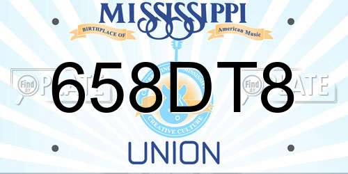 658DT8 Mississippi License Plate