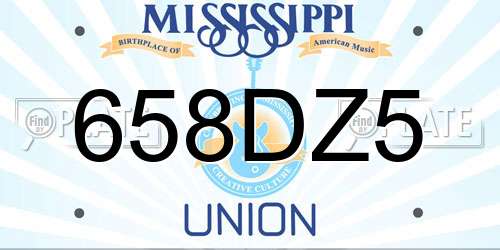 658DZ5 Mississippi License Plate