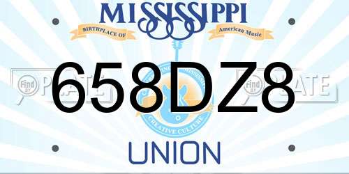 658DZ8 Mississippi License Plate
