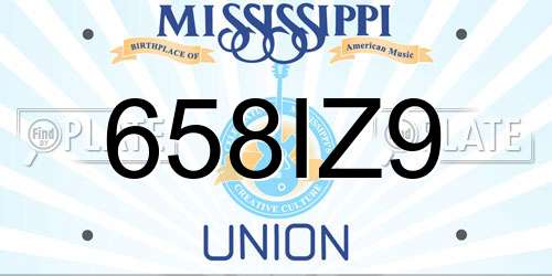 658IZ9 Mississippi License Plate