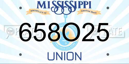 658O25 Mississippi License Plate