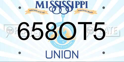 658OT5 Mississippi License Plate