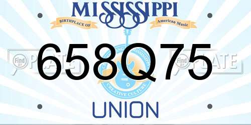 658Q75 Mississippi License Plate