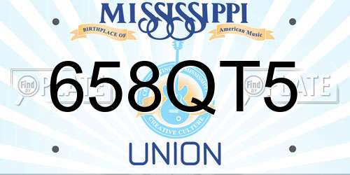 658QT5 Mississippi License Plate