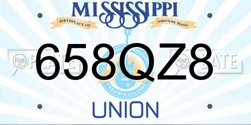 658QZ8 Mississippi License Plate
