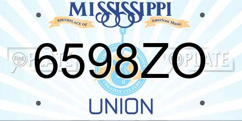 6598ZO Mississippi License Plate