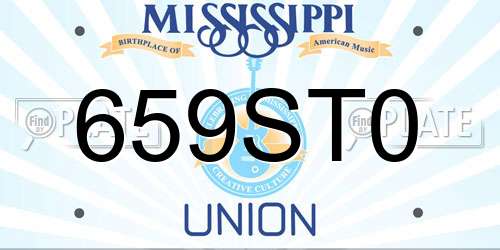 659ST0 Mississippi License Plate