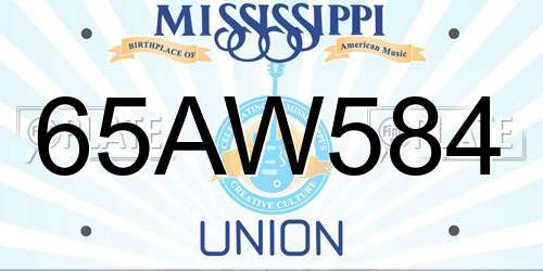 65AW584 Mississippi License Plate