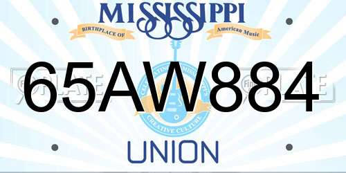 65AW884 Mississippi License Plate