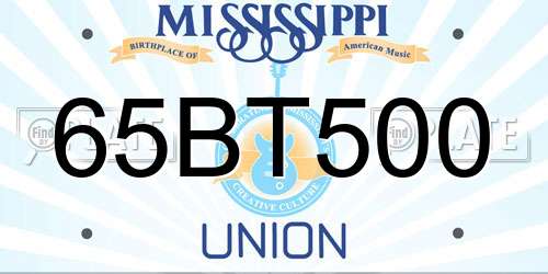 65BT500 Mississippi License Plate