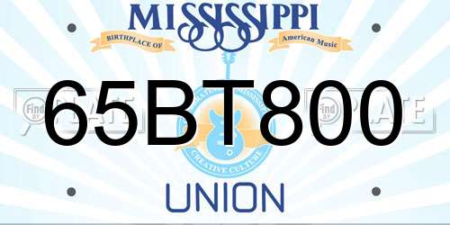 65BT800 Mississippi License Plate