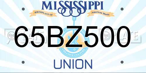 65BZ500 Mississippi License Plate