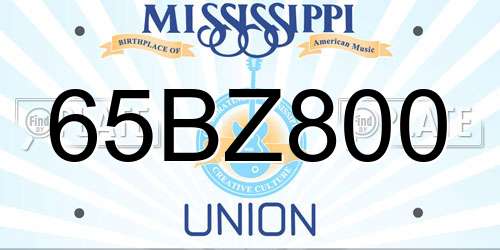 65BZ800 Mississippi License Plate