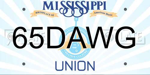 65DAWG Mississippi License Plate