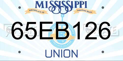 65EB126 Mississippi License Plate
