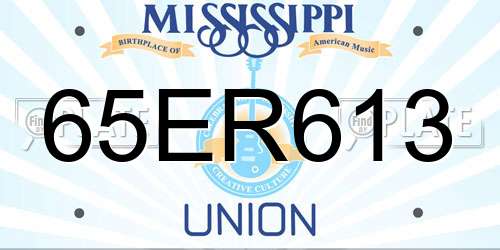 65ER613 Mississippi License Plate