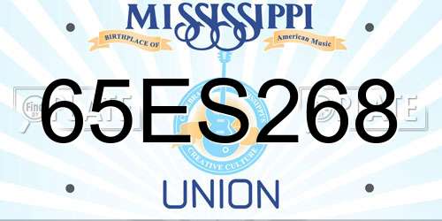 65ES268 Mississippi License Plate