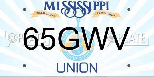 65GWV Mississippi License Plate