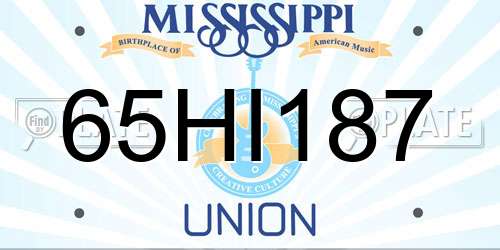 65HI187 Mississippi License Plate
