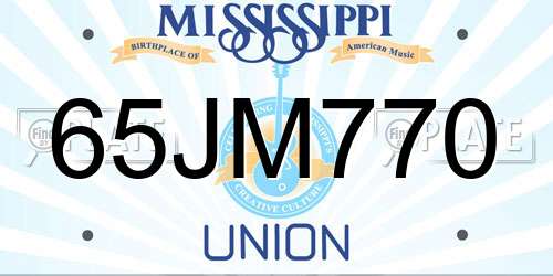 65JM770 Mississippi License Plate