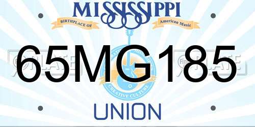 65MG185 Mississippi License Plate