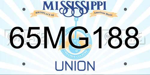 65MG188 Mississippi License Plate