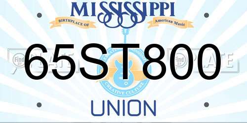 65ST800 Mississippi License Plate