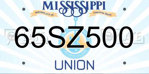 65SZ500 Mississippi License Plate