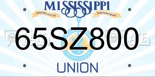 65SZ800 Mississippi License Plate
