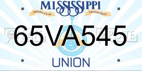 65VA545 Mississippi License Plate