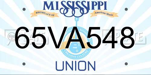 65VA548 Mississippi License Plate