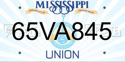 65VA845 Mississippi License Plate