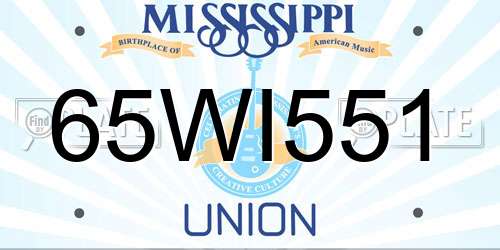 65WI551 Mississippi License Plate