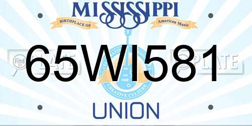 65WI581 Mississippi License Plate