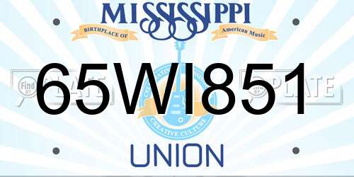 65WI851 Mississippi License Plate