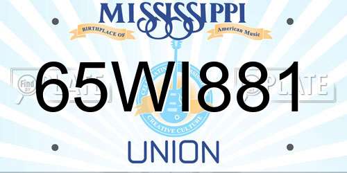 65WI881 Mississippi License Plate
