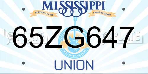 65ZG647 Mississippi License Plate