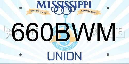 660BWM Mississippi License Plate
