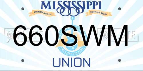660SWM Mississippi License Plate