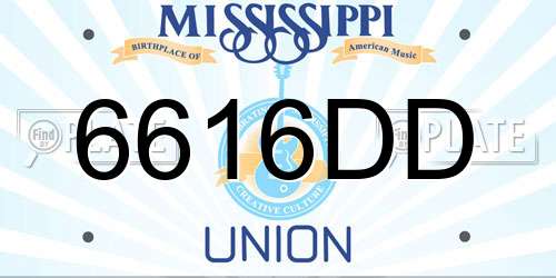 6616DD Mississippi License Plate