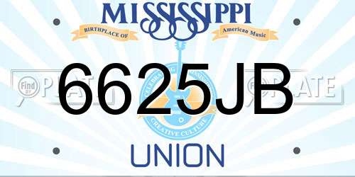 6625JB Mississippi License Plate