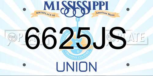 6625JS Mississippi License Plate