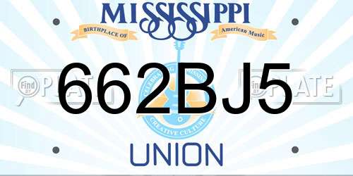 662BJ5 Mississippi License Plate