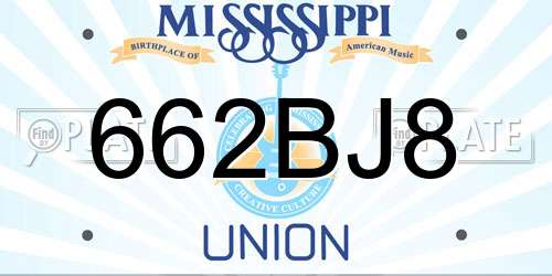 662BJ8 Mississippi License Plate