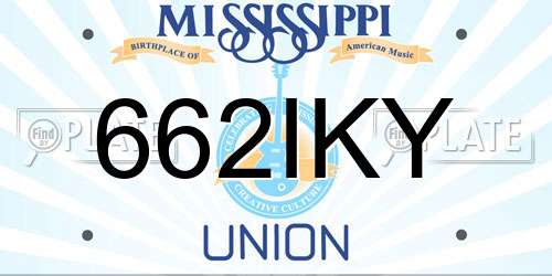 662IKY Mississippi License Plate